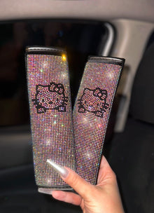  Cat Ultra Bling Seat Belts 2Pack Bling Seat Belt Cover for Women, Soft Velvet & Diamonds Design Glitter Rhinestone Car Seat Belt Strap Cover Shoulder Pad (Colorful) - Fashion Car Inc