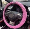 Crown Car Steering Wheel Cover with Bling Diamond for Girls & Women - Cute and Pink, Natural Latex Non-Toxic and odorless Safe Driving (Pink - Diamonds) - Fashion Car Inc