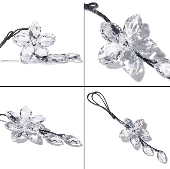 Crystal Flower Car Rear View Mirror Pendant Car Hanging Ornament Lucky Car Accessories (Transparent) - Fashion Car Inc