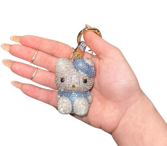 Crystal Keychain, Key Chains Accessories with Ultra Bling Rhinestones Blue - Fashion Car Inc