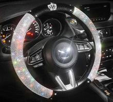  Crystal Plush Crown Car Steering Wheel Universal Diamond Handle Cover (Silver) - Fashion Car Inc