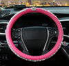 Diamond Steering Wheel Cover with Bling Bling Crystal Rhinestones-Leather Fashion Steering Wheel Covers for Women, Universal 15 Inch Car Steering Wheel Cover for Vehicle, Sedan, SUV (Pink) - Fashion Car Inc