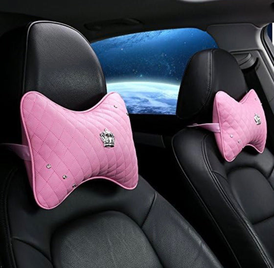 Fashion Car Headrest Pillow Neck Cushion Cervical Support Pillow Pad for Relieve Neck Fatigue Pain with Imperial Crown - Fashion Car Inc