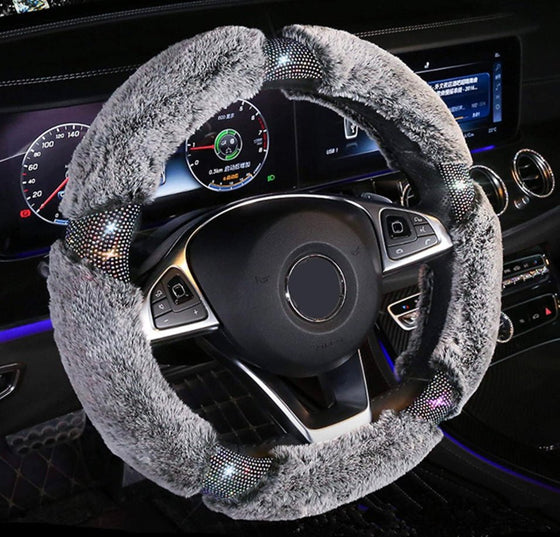 fluff and gloss mixed steering wheel cover lining - Fashion Car Inc