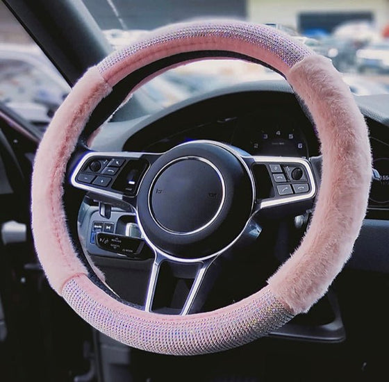 half glitter and lint steering wheel cover - Fashion Car Inc