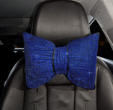  headrest Rhinestone Car Headrest Neck Pillow for Driving with Bling Bling Crystal Bow Pillow Car Accessories for Women Blue - Fashion Car Inc