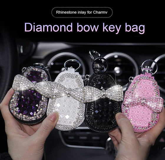 Key Bag Crystal Key Case Women for Shiny Crystal Car Key Zipper Bag Bling - Fashion Car Inc