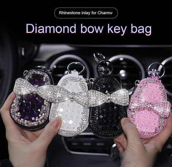 key Chein Car Leather Key Bag Crystal Key Case Women for Shiny Crystal Car Key Zipper Bag - Fashion Car Inc