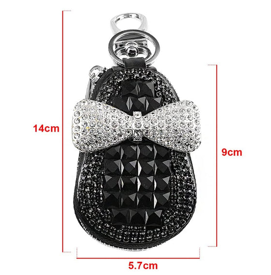 key Chein Car Leather Key Bag Crystal Key Case Women for Shiny Crystal Car Key Zipper Bag - Fashion Car Inc