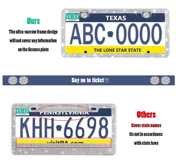 License Plate Diamonds White - Fashion Car Inc