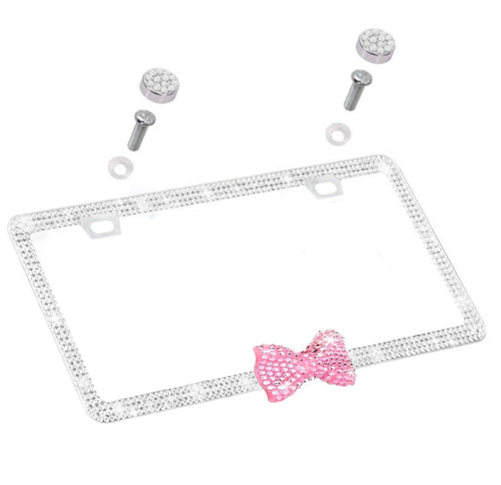 License Plate Diamonds With Bow - Fashion Car Inc