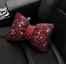  Pack Bling Bling Rhinestones Bowknot Car Headrest Pillow, Crystal Lumbar Support Pillow, Neck Rest Pillow for Car, Head Neck Support for Pain Relief (Red Headrest Pillow) - Fashion Car Inc