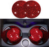 Red Bling Car Accessories Set of 7 Pack, Car Diamond Velvet Steering Wheel Cover for Women, Seat Belt Cover with Bling Rhinestones, Bling Gear Shift Cover, Push Start Button, Car Cup Coaster - Fashion Car Inc