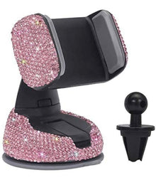  Rhinestone Car Phone Holder with an Air Vent Base Universal Dashboard Windshield Air Vent Mount - Fashion Car Inc