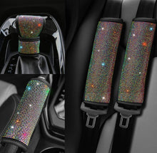  Seat Belt Shoulder Pads with Bling Rhinestones Car Bling Seat Belt Covers for Women, Crystal Handbrake Cover, Bling Ring Set 4 Pack Set Universal - Fashion Car Inc