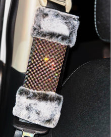  Seat Belt Shoulder Pads with Bling Rhinestones Car Bling Seat Belt Covers for Women, Crystal Handbrake Cover, Bling Ring Set 4 Pack Set Universal - Fashion Car Inc