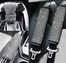  Seat Belt Shoulder Pads with Bling Rhinestones Car Bling Seat Belt Covers for Women, Crystal Handbrake Cover, Bling Ring Set 4 Pack Set Universal - Fashion Car Inc