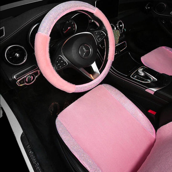 Set Full Car Universal seat Lining Ultra Bling Front and Rear, specially Shiny (Pink) - Fashion Car Inc