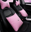 Set Pink Shiny Steering Wheel Cover with 2 Headrest Neck Pillows Ultra Fashion Car Crown Design (Pink) - Fashion Car Inc