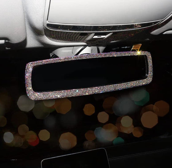 Shiny Crystal Diamond Rhinestone Car Rearview Mirror Accessories Auto Interior Decoration Accessories (Colorful) - Fashion Car Inc