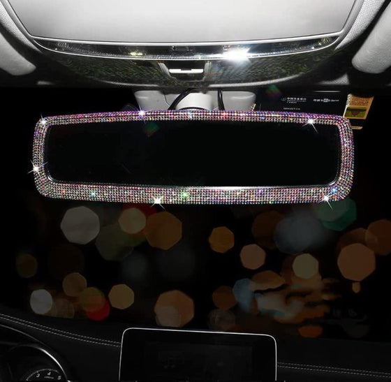 Shiny Crystal Diamond Rhinestone Car Rearview Mirror Accessories Auto Interior Decoration Accessories (Colorful) - Fashion Car Inc