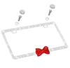 Silver LICENSE PLATE DIAMONDS WITH BOW red - Fashion Car Inc