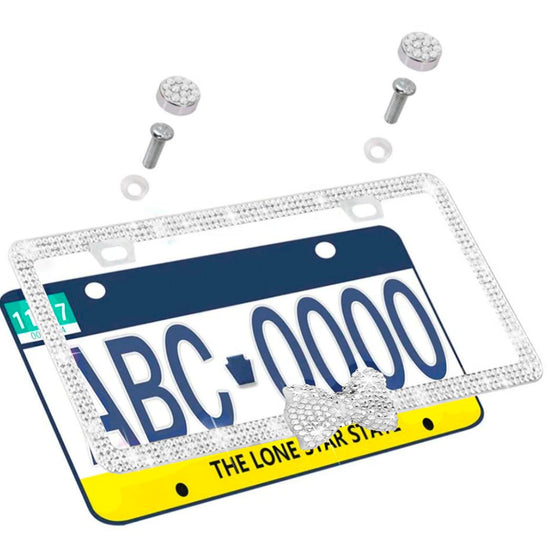 Silver LICENSE PLATE DIAMONDS WITH BOW silver - Fashion Car Inc