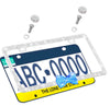 Silver LICENSE PLATE frame DIAMONDS WITH BOW blue - Fashion Car Inc