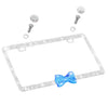 Silver LICENSE PLATE frame DIAMONDS WITH BOW blue - Fashion Car Inc