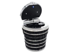  Smell Proof Crystal Diamond Car Ashtray with Lid Blue Led Light Bling Portable Mini Trash Can for Car Cylinder Cup Holder - Fashion Car Inc