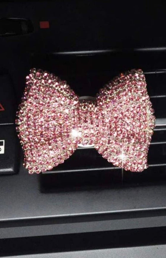 Sparking Bling Crystal Car Air Vent Fragrance Bow-Knot Clip Car Air Freshener pink bow - Fashion Car Inc