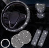 Sparkly 15 Inch Car Steering Wheel Covers Set, 7 Pack Crystal Rhinestone Car Accessories with Seat Belt Pad, Gear Shift Knob Cover, Ignition Button Ring, Shiny Car Coaster - Fashion Car Inc