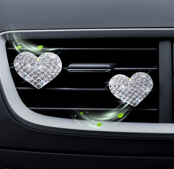 Sparkly Car Accessories for Women Teens, Heart Car Air Fresheners, Cute Rhinestone Car Accessories for Interior, Cute Car Decor, Rhinestone Car Accessories - Fashion Car Inc