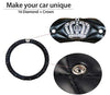 Steering Wheel Cover Girls Bling Diamond Rhinestones Microfiber Leather Universal Fit 15 Inch Anti-Slip Wheel Protector (Black-Crown) - Fashion Car Inc