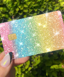  Sticker Shiny Ultra Bling Removable Debit - Credit Card Skin Cover Especially Bright Back Information, Protecting and Personalizing Bank Card - No Bubble, Slim, Waterproof Card Cover Rainbow - Fashion Car Inc