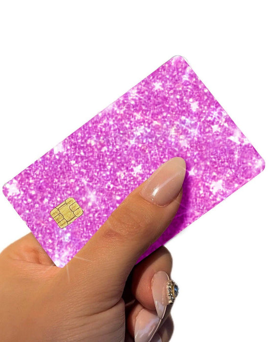 Sticker Ultra Bling Debit - Credit Card Skin Shiny Removable Cover Specially Bright Back Information, Protecting and Personalizing Bank Card - No Bubble, Slim, Waterproof Card Cover Pink - Fashion Car Inc