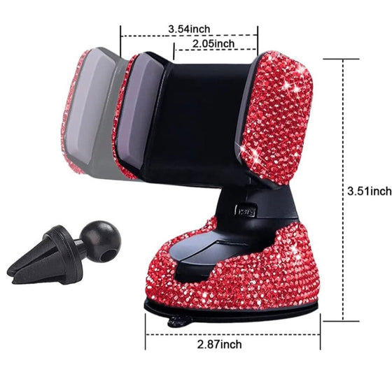 Universal Car Phone Holder, 360° [Adjustable and Stable] Universal Car Glass Mount, Windshield, Car Air Vent Mount, Car Accessories for Women and Girls (Red) - Fashion Car Inc