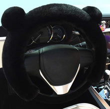  Universal Fluffy Steering Wheel Cover CXTIY Fashion Cute Cartoon Shape Winter Car Warm Covers for Women Girls (15 inch, Black) - Fashion Car Inc